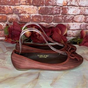 Bata Brick Red Woven Classic Ballet Flats